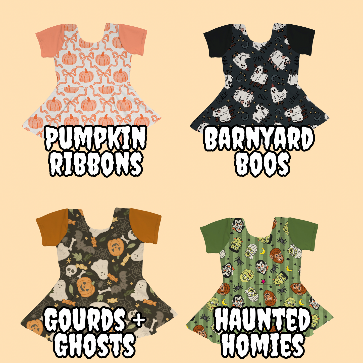 HALLOWEEN - Peplum + Biker Shorts Set