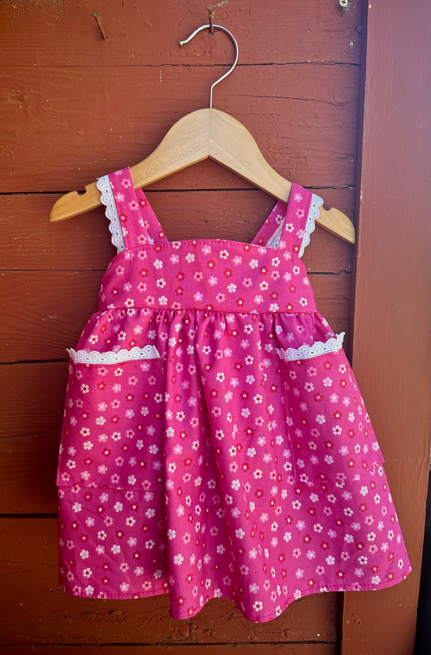 12-18m Pink Pinafore Floral Dress