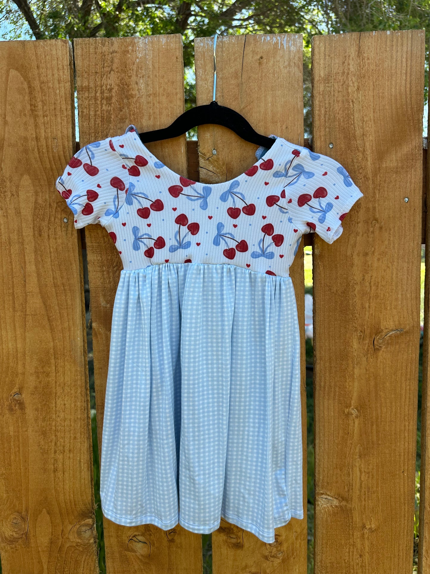 2T Cherry Ruffle Back Dress