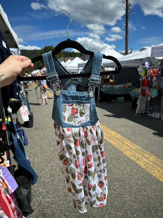 18-24m Upcycle Strawberry Overall Dress