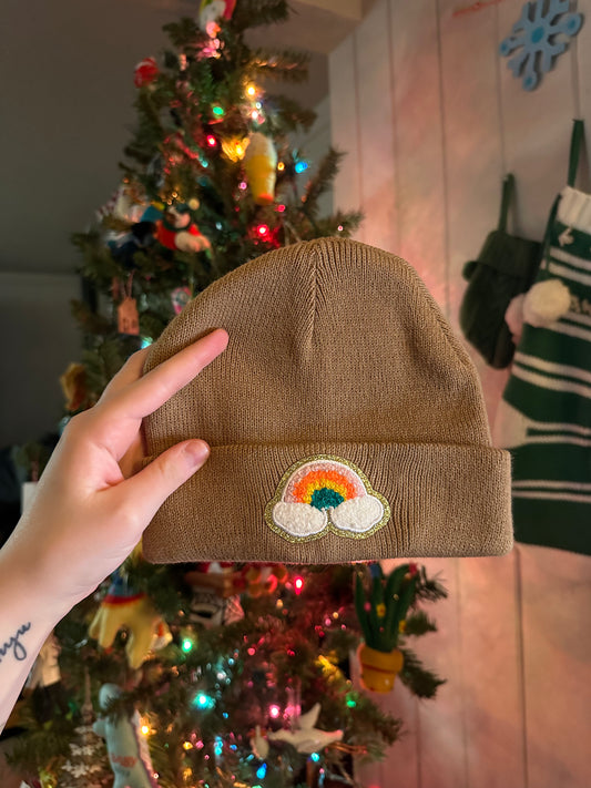 Toddler/Kids Brown Rainbow Patch Beanie